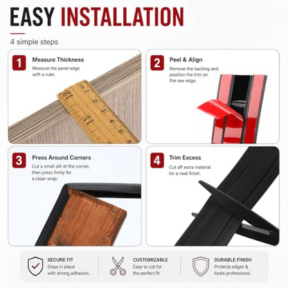 3/4 Inch Rubber Edge Trim 10ft Self-Adhesive U Channel Edge Strip - size: 10ft，3/4 Inch