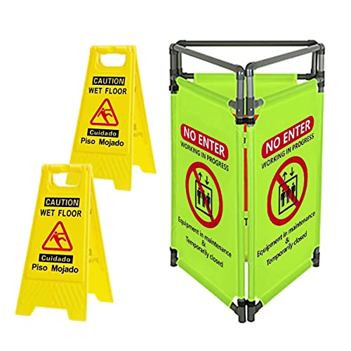 CERLMLAND 2P Caution Wet Floor Sign & Do Not Enter-Signs Elevator Maintenance Caution Sign