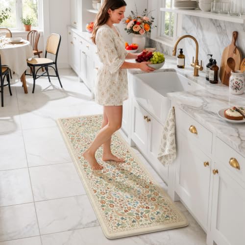 Collive Cushioned Anti Fatigue Kitchen Mats, Non Slip Kitchen Rugs, 20"x39" - color: Beige, size: 24"W x 59"L
