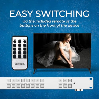 OREI 8x8 HDMI Matrix Switch – 4K@30Hz, EDID, RS-232, WebGUI, IR, HDCP 2.2 - size: 8X8 Matrix Switch