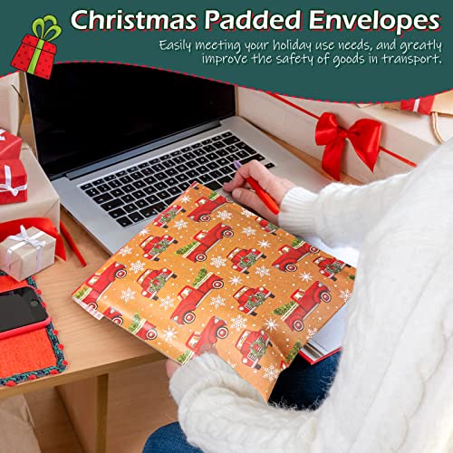 Yexiya 32 Pcs Christmas Bubble Mailers 8.3 x 9.3 Inch Christmas Padded Envelopes Self Adhesive Shipping Bags Holiday Mailing Envelopes Waterproof Postal Bag for Xmas Mailing Packaging (Vintage Style)