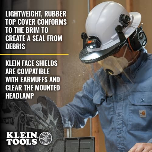 KLEIN TOOLS 60528 Full-Brim Hard Hat Face Shield, Clear, One Size - size: Full Brim Clear