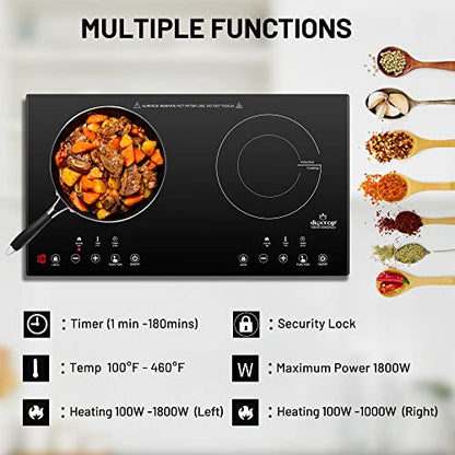 Duxtop 1800W Portable Induction Cooktop 2 Burner, 8620BI/BTK35