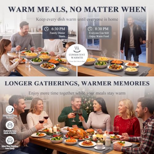 Warming Mat for Food, 24"x15", 7 Heat Levels, 8-Hour Timer, Fast Heat - size: 24“x15”