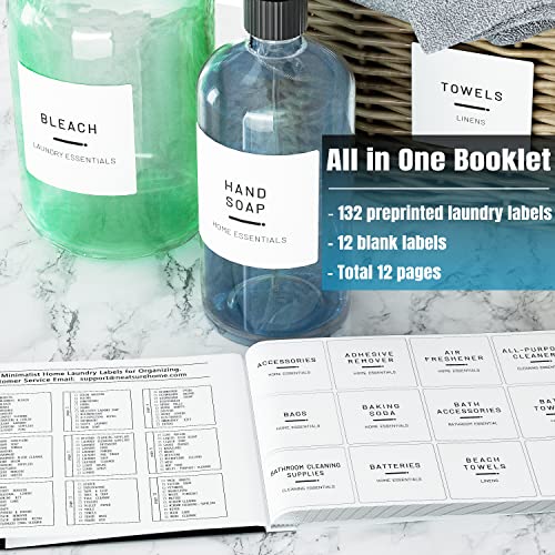 Neatsure 144 Minimalist Laundry Labels for Organizing, Preprinted Stickers Booklet for Jars, Containers and Storage Bins, Cleaning Labels for Laundry Room Organization… - style: Laundry Labels