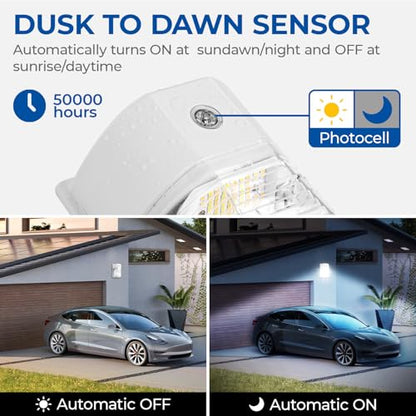 CINOTON 26W LED Wall Pack Light with Dusk to Dawn Sensor, 3CCT White 2Pack - color: White, size: 2 Pack-3CCT