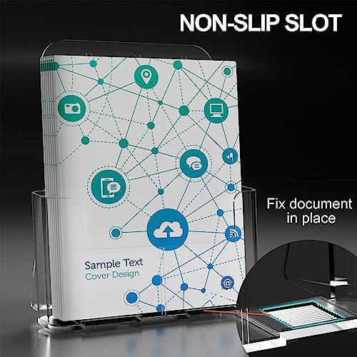 Brochure Holder 8.5x11 Inch Acrylic Literature Holders Clear Plastic Flyer Display Stand Countertop Use or Wall Mount Pamphlet Holder Organizer for Office, Lobby, Hotels, Trade Shows, 2 Pack