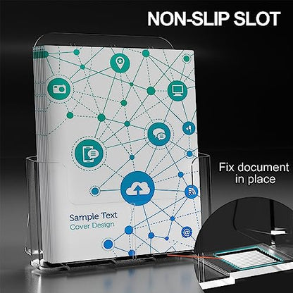 Brochure Holder 8.5x11 Inch Acrylic Literature Holders Clear Plastic Flyer Display Stand Countertop Use or Wall Mount Pamphlet Holder Organizer for Office, Lobby, Hotels, Trade Shows, 2 Pack