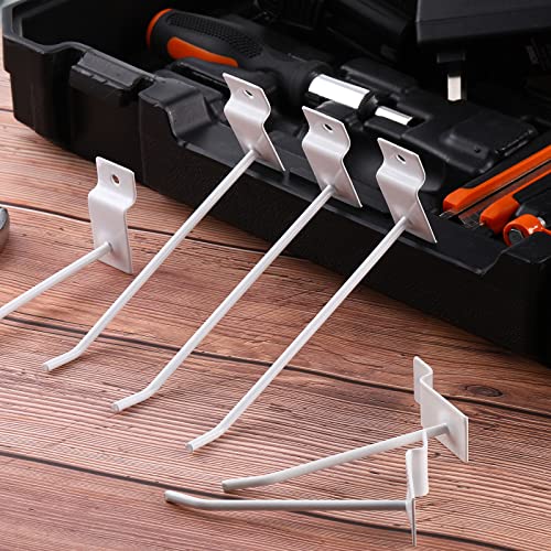Moxweyeni 50 Packs Slatwall Hooks 4 Inch 6 Inch, White - color: White