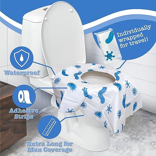 Potty Shields Disposable Toilet Seat Covers, XL Waterproof Sheets, 6 Pack