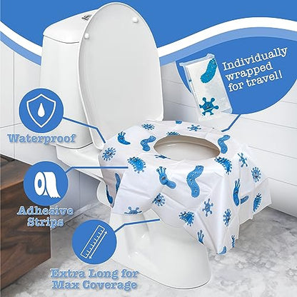Potty Shields Disposable Toilet Seat Covers, XL Waterproof Sheets, 6 Pack