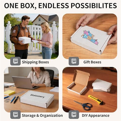 Fishat 6" x 4" x 1" White Corrugated Cardboard Shipping Boxes Set of 25 - size: 6" x 4" x 1"