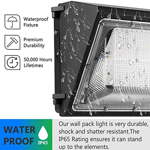 4PACK Dusk to Dawn 150W LED Wall Pack Light Fixture, 19500LM 800-1000W HPS/HID Equivalent, 5000K Daylight Commerical/Industrial Outdoor Security Lighting, ETL for Parking Lot,Warehouse,Entrance - size: 150W