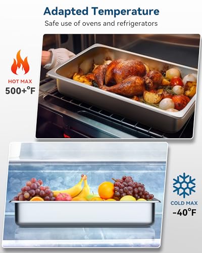 ZeroPone Hotel Pans with Lids, 4 Pack Full Size, 4" Deep - color: 4" Deep 4 Pack, size: 1/1 Size