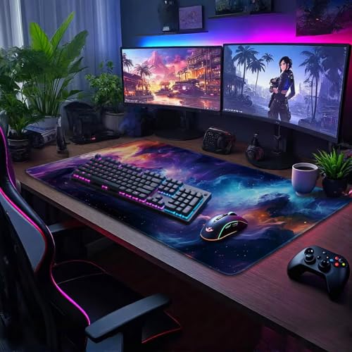 Galaxy Large Gaming Mouse Pad Desk Mat 31.5"x15.7" - color: Nebula Space