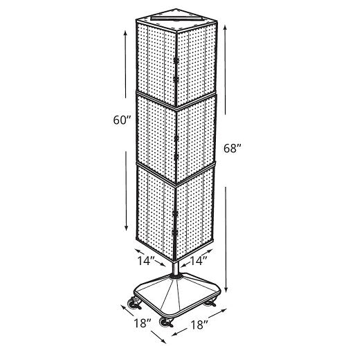 Azar Displays 701465-PNK FOUR-SIDED PEGBOARD TOWER FLOOR DISPLAY ON REVOLVING WHEELED BASE. PANEL SIZE: 14"W X 60"H", Pink - color: Pink