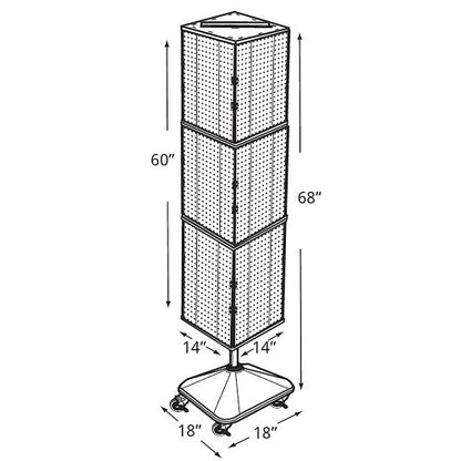 Azar Displays 701465-BLU FOUR-SIDED PEGBOARD TOWER FLOOR DISPLAY ON REVOLVING WHEELED BASE. PANEL SIZE: 14"W X 60"H, Blue - color: Blue