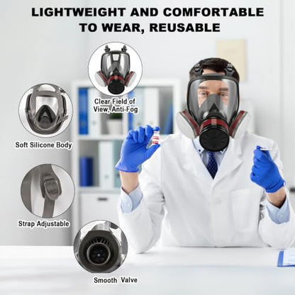 Full Face Dust Mask, Reusable Full-Face Mask, Full Face Cover Mask with for Paint, Against Dust - color: 1pcs Full-mask-01