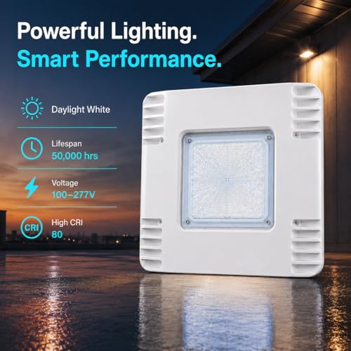 150W LED Canopy Ceiling Light - Ultra Efficient Recessed Surface Mount Gas Station Light - High Bay Carport or Parking Garage Lamp 19500lm 5700k UL Approved (150w 5700K-100-277V) - size: 150W