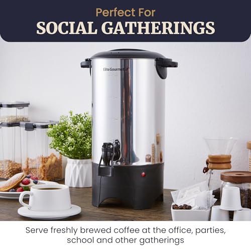Elite Gourmet 40-Cup Coffee Brewer Urn, Two-Way Dispenser, Removable Filter - size: 40 Cup