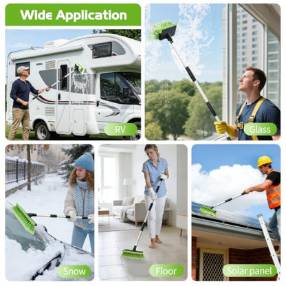 Ordenado 56" Car Wash Brush with Long Handle, Soft Bristle& Rubber Squeegee - color: Green