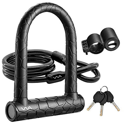 Bike Lock Heavy Duty Anti Theft, Keyed Bike U Lock with 4FT Security Cable and Mounting Bracket for Road Bike, Mountain Bike, Folding Bike - size: short/20