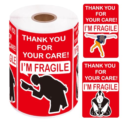 3x2 Inch Fragile Stickers with a Funny Thankful Design, Strong Adhesive Labels for Shipping and Moving, Handle with Care Stickers for Packages and Boxes - style: Moving_bow_m