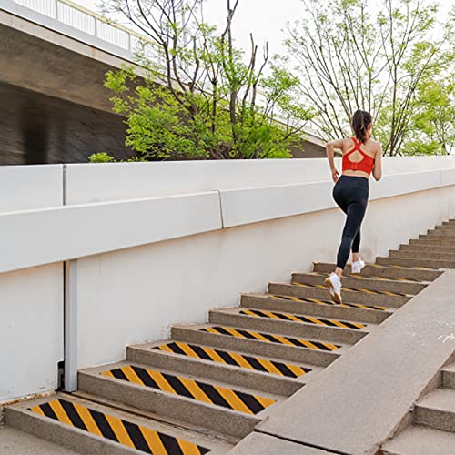 Danlaila 4 Inch x 60 Feet Grip Tape for Stairs, Anti Slip Tape Outdoor Waterproof, Black/Yellow Safety Non Skid Tape Roll for Stair Steps Ramp Wooden, Friction Tape Adhesive Non Slip Strips - color: Black/Yellow