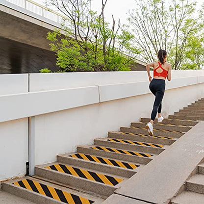 Danlaila 4 Inch x 60 Feet Grip Tape for Stairs, Anti Slip Tape Outdoor Waterproof, Black/Yellow Safety Non Skid Tape Roll for Stair Steps Ramp Wooden, Friction Tape Adhesive Non Slip Strips - color: Black/Yellow