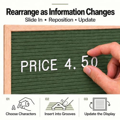 24 x 30 Inch Green Felt Letter Board, Large Menu Board with 966 Characters - color: Green