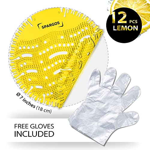 Spargos Urinal Screen Deodorizer, 12 Pack Lemon Mats - color: Yellow