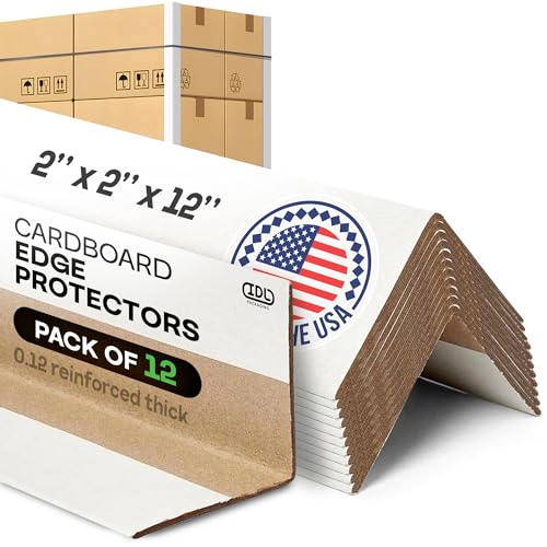 IDL Packaging 2” x 2” x 12” Cardboard Edge Protector (Pack of 12) - Corner Protectors for Shipping, Storage, & Moving – Reinforced Corner Guard Protection for Pallets, Wall Corners, & Furniture - size: 12" width, 12-Pack