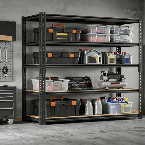 48" W Garage Shelving Heavy Duty, 5-Tier Adjustable Metal Storage Shelves - size: 72"H × 48"W × 24"D