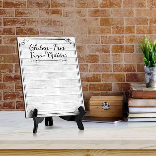 Gluten-Free & Vegan Options 6x8 Dry Wipe Table Sign Easy Installation | Restaurant & Bar | Perfect To Clearly Direct Customers & Advertise Specials | No Pen Included - style: Gluten-Free & Vegan