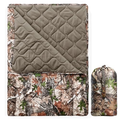Lenotos Woobie Blanket, Thermal Insulated Military Poncho Liner, Water-Resistant, Portable, Insulation, for Hiking, Survival with Compression Carry Bag (Tree Camo Bionic) - color: Tree Camo Bionic