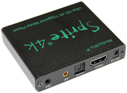 MedeaWiz® DV-S4 Sprite® Looping 4K Media Player – Seamless Audio Video Auto Repeater 2160p 60Hz HDMI, NTSC and PAL Outputs – Trigger Input and Serial Control