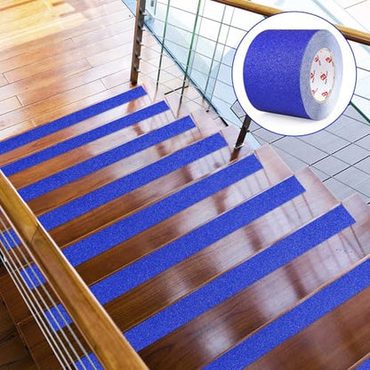 BOMEI PACK Anti Slip Traction Tape,4 Inch x 33 Ft,Heavy Duty Non Slip Tape,Grip Tape for Stairs, Tread Step, Indoor & Outdoor Use,Waterproof Stairs Non Skid Treads (Blue) - color: Blue