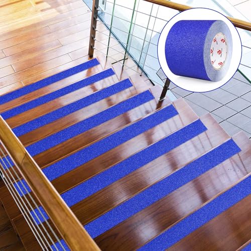 BOMEI PACK Anti Slip Traction Tape,4 Inch x 33 Ft,Heavy Duty Non Slip Tape,Grip Tape for Stairs, Tread Step, Indoor & Outdoor Use,Waterproof Stairs Non Skid Treads (Blue) - color: Blue
