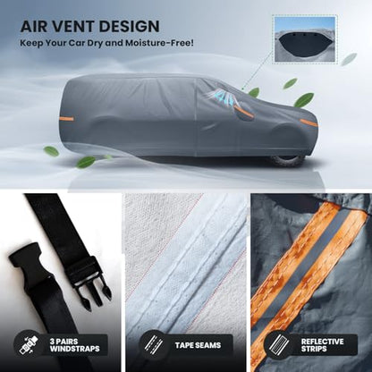 Waterproof Rivian R1S 2026 Car Cover with Breathable Vents, [2026 Upgrade] Premium Covers with Cotton Liner and Zipper Door,Sun Rain Snow Dust Uv Protection.(Gift with Towel Storage Bag) - size: Custom fit Rivian R1S