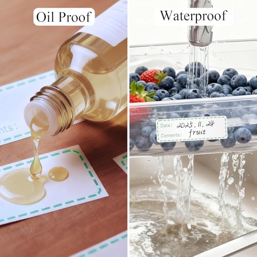 Freezer Labels for Food Containers - Waterproof & Oil Resistant 1x3 Inch Stickers, No-Residue Strong Adhesive for Kitchen, Mason Jars, Restaurants, Home and Commercial Use (500Pcs)