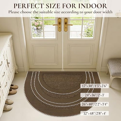 Dirt Trapper Door Mats 17" x 30", Non-Slip & Washable, Brown - color: Brown, size: 17" X 30" (Semicircular)