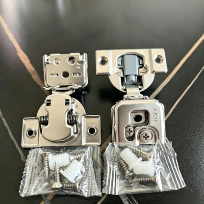 Soft‑Close 1‑5/16" Overlay Cabinet Hinges, 105 Degree 3D Adjustable Concealed Hinges, Satin Nickel Finish, for Face Frame Kitchen Cabinet Doors, 2‑Pack (1 Pair) - size: 1-5/16inch Overlay