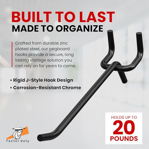 FactorDuty 200 Pack 4" Length Steel Black PEG Board Pegboard Shelving Hooks Wholesale Lot 20 lbs PEG Hooks Organizer Tools for Craft Storage, Garage, Kitchen, Tools and More - size: 4" - 200 Pack