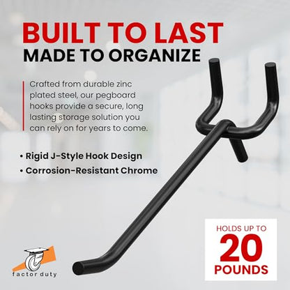 FactorDuty 200 Pack 4" Length Steel Black PEG Board Pegboard Shelving Hooks Wholesale Lot 20 lbs PEG Hooks Organizer Tools for Craft Storage, Garage, Kitchen, Tools and More - size: 4" - 200 Pack