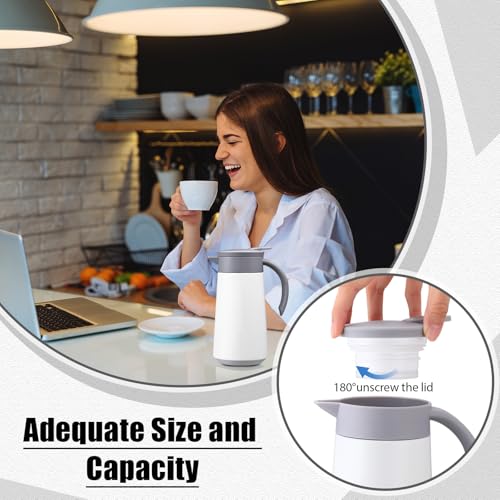 Ziliny 2 Pcs 27oz Thermal Coffee Carafe Stainless Steel Coffee Pot for Keeping Hot/cold Insulated Double Walled Vacuum Tea Pot with Press Button Drink Beverage Dispenser for Milk Tea(White) - color: White