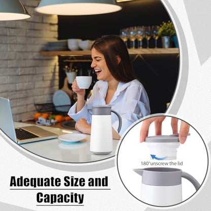 Ziliny 2 Pcs 27oz Thermal Coffee Carafe Stainless Steel Coffee Pot for Keeping Hot/cold Insulated Double Walled Vacuum Tea Pot with Press Button Drink Beverage Dispenser for Milk Tea(White) - color: White