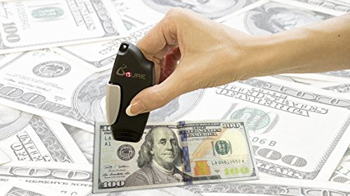 B$URE Portable Counterfeit Bill Detector - Pocket Size Fake Money Detector Perfect for Small Businesses and Restaurants – Gives Reliable Protection Against Fraud