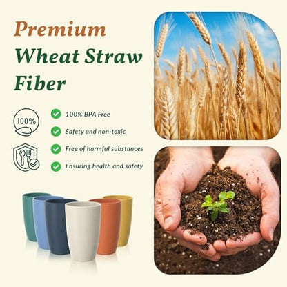 Homienly Unbreakable Plastic Cups Set Wheat Straw Cups 20 OZ Drinking Cups Reusable Camping Cups Stackable Tumblers Water Glasses Drinking Set Freezer Dishwasher Safe (6 PCS, Multi) - color: Colorful, size: 20 Ounces