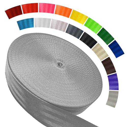 Polyester Webbing Strap 16+Colors – 1"&1.5"&1.9" – 16.5 25 33 55 Yards Heavy Duty Webbing Roll, Flat Webbing Strap for Indoor&Outdoor Gear, DIY Crafting, Repairing - color: Light grey, size: 1.5"-33 yards