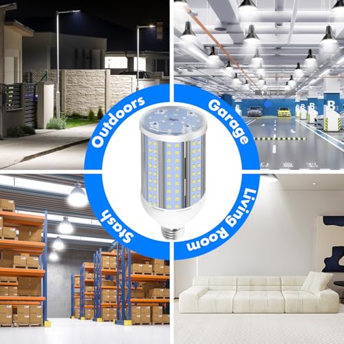 HJFF 500W Equivalent Led Bulb 8750Lumen 60W 6000K Cool Daylight White E26/E27 Medium Base Led Corn Bulb for Outdoor Indoor Garage Warehouse Backyard - style: 60W 5000K